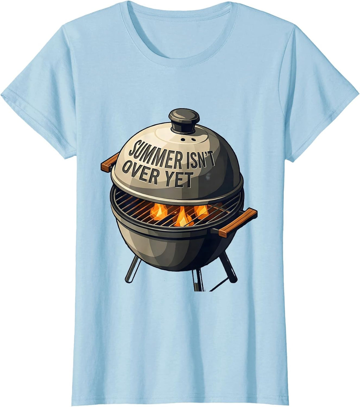 Summer Isn't Over Yet Isometric Grill Dad Last Cookout Humor T-Shirt - Baby Blue