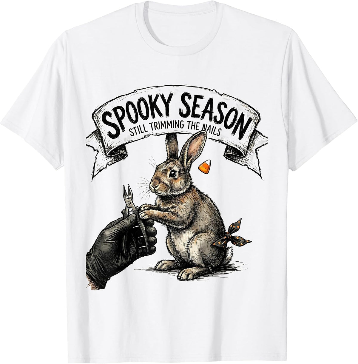Men's Spooky Season, Still Trimming The Nails Vet Tech T-Shirt - White