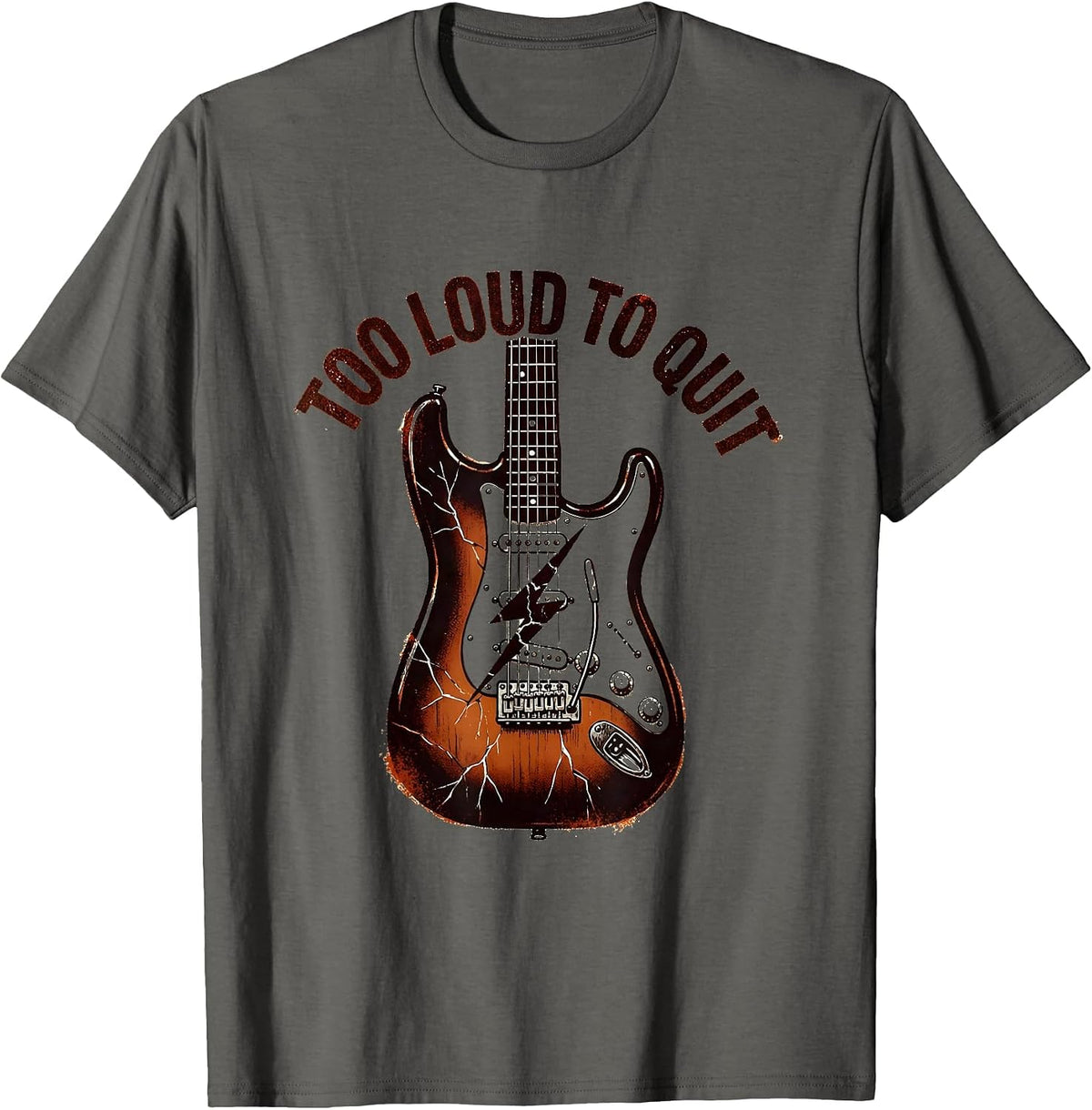 Men's Too Loud To Quit 80s Rock Band Graphic Design T-Shirt - Asphalt Grey