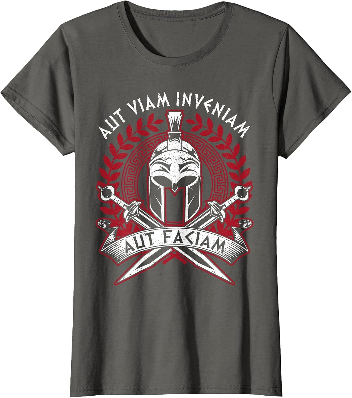 AUT Inveniam Viam AUT Faciam Latin Quote Roman Empire Rome T-Shirt - Asphalt Grey