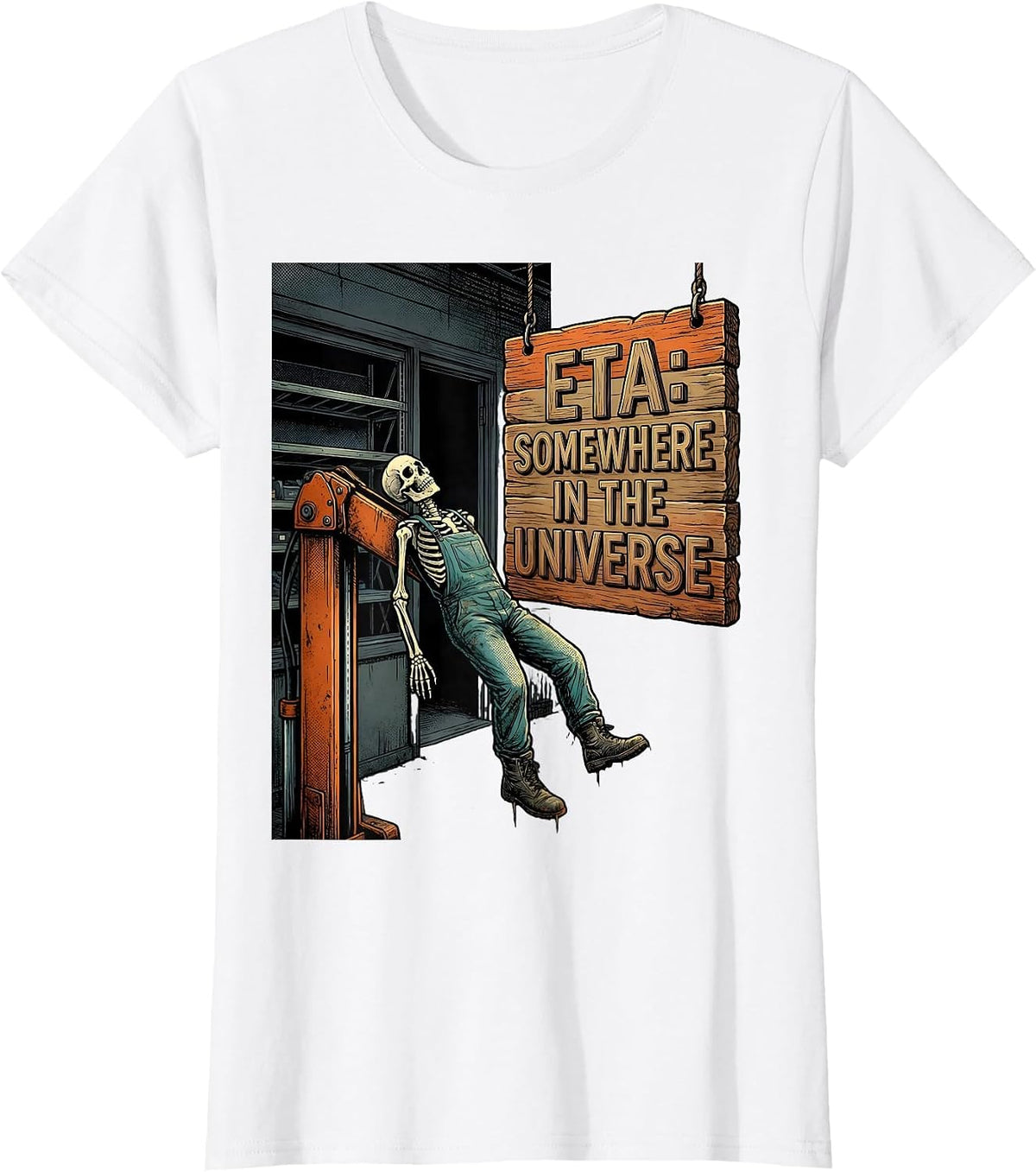 Women's ETA: Somewhere In The Universe Funny Mechanic Auto Repair T-Shirt - White