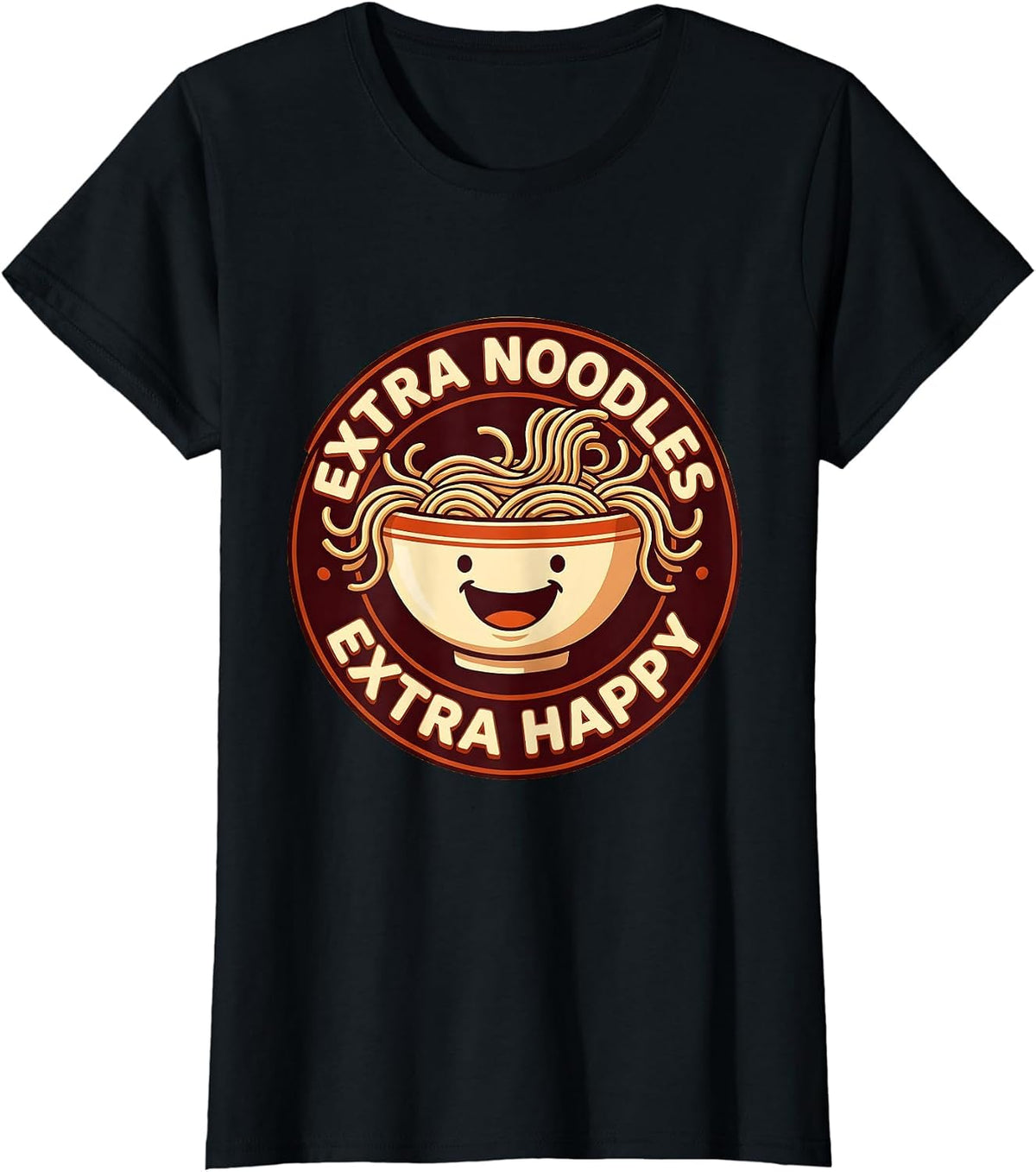 Extra Noodles Extra Happy Ramen Lover Design T-Shirt - Black