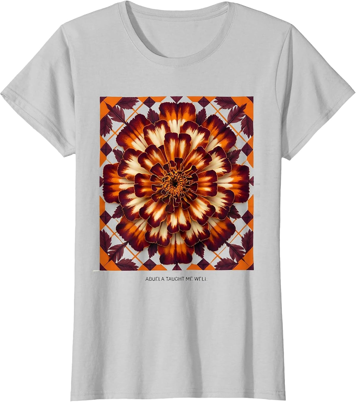 Abuela Taught Me Well Girls Mexican Heritage Design T-Shirt - Silver Grey