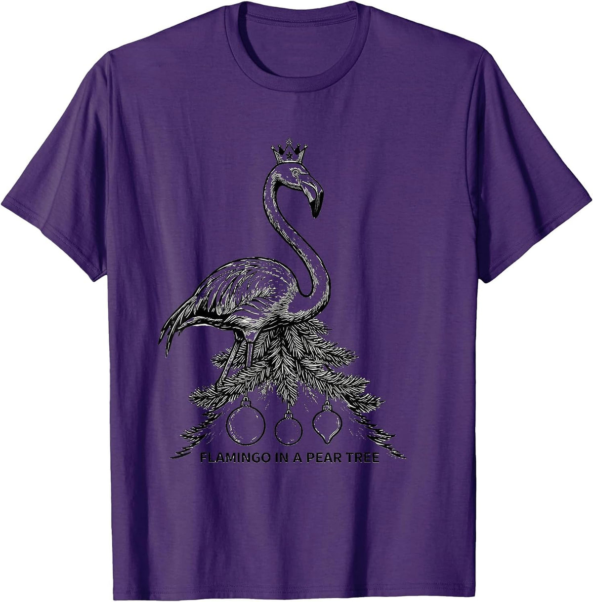 Men's Flamingo In A Pear Tree Funny Pink Flamingo Tropical T-Shirt - Purple