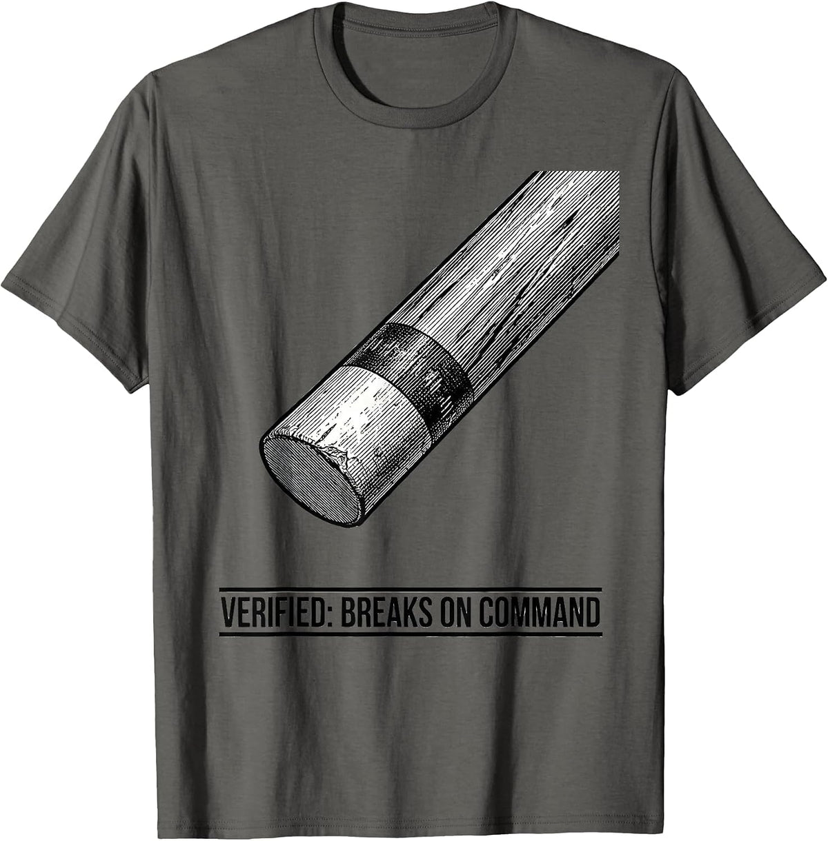 Breaks On Command Funny Billiards Player Pool Humor T-Shirt - Asphalt Grey