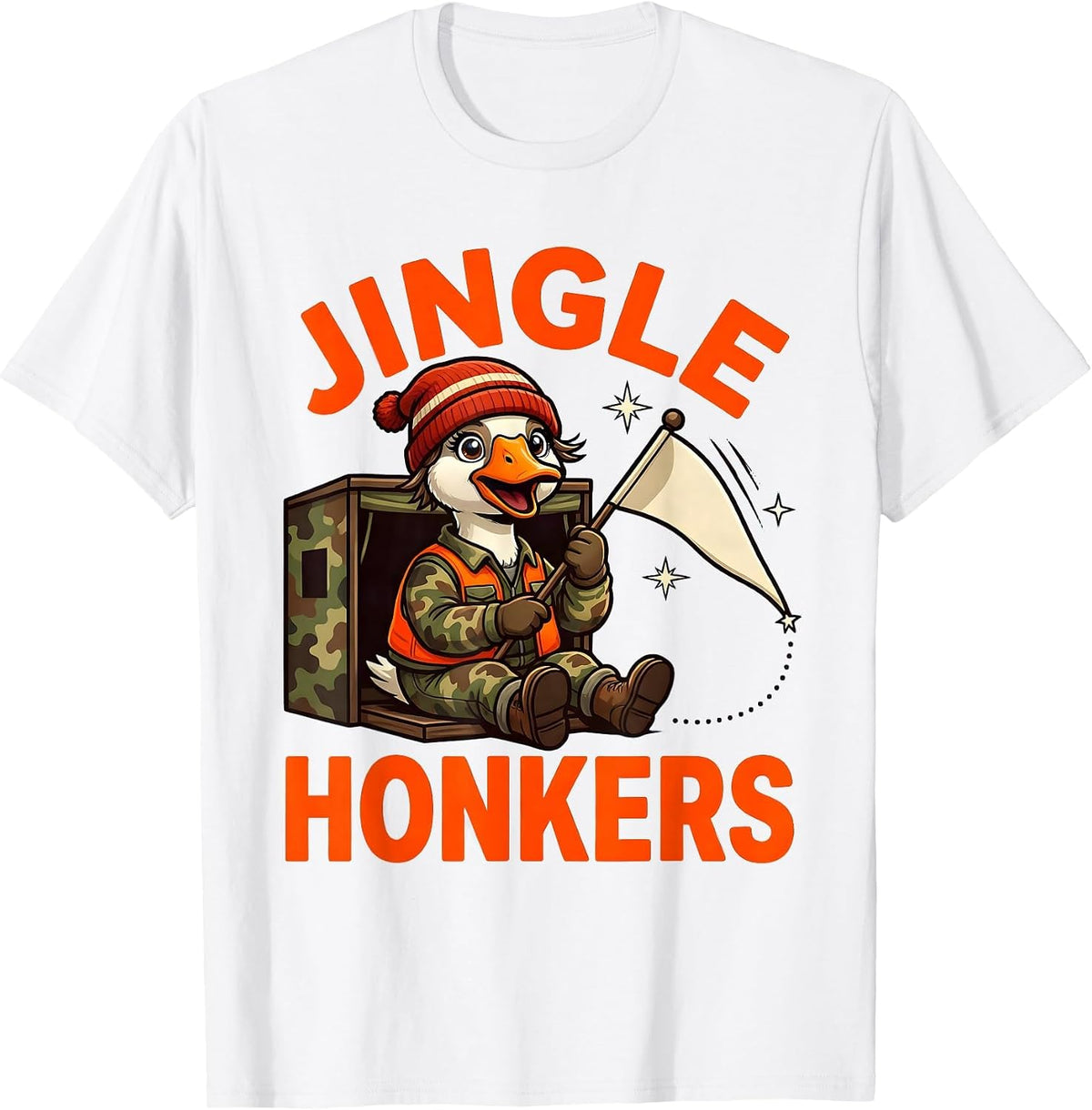 Men's JINGLE HONKERS Funny Goose Hunter Christmas T-Shirt - White