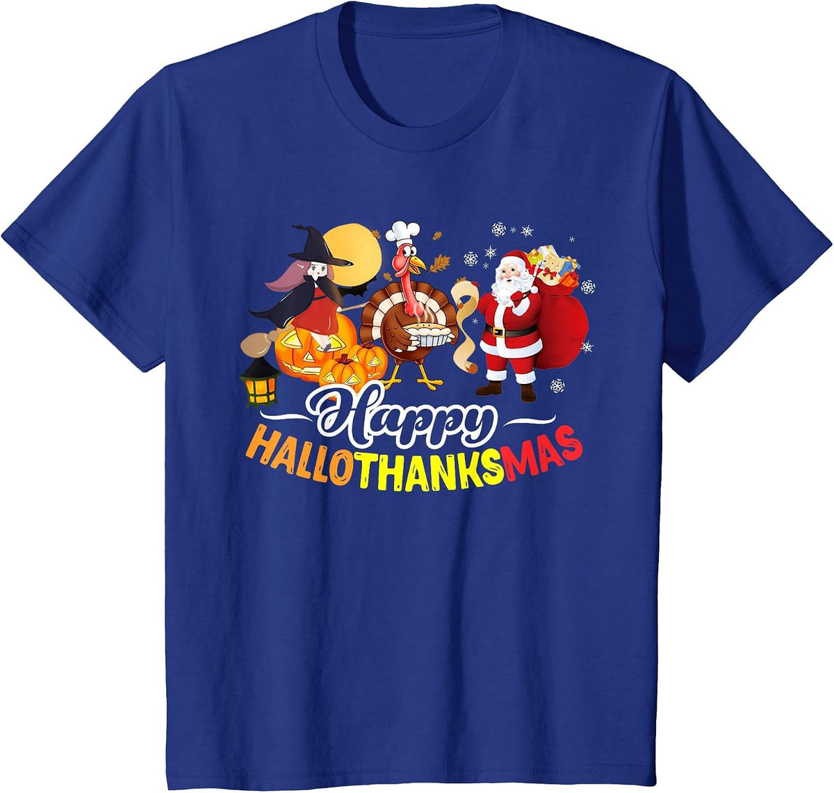Hallo Thanks Mas Shirt Halloween Turkey Thanksgiving Xmas T-Shirt - Royal Blue