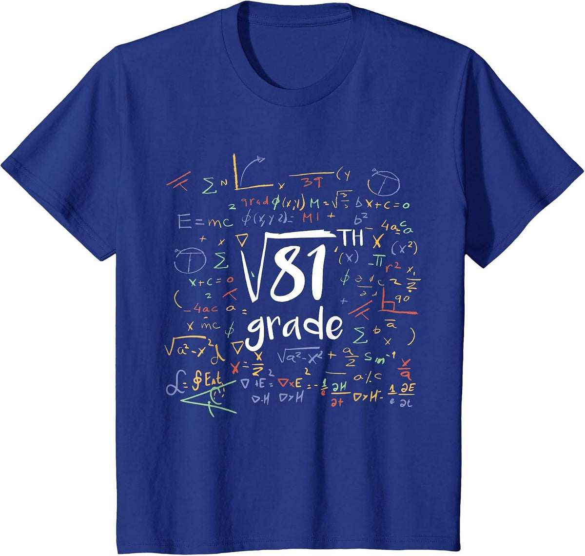 First Day of School 9th Grade Square Root of 81 Math Teacher T-Shirt - Royal Blue