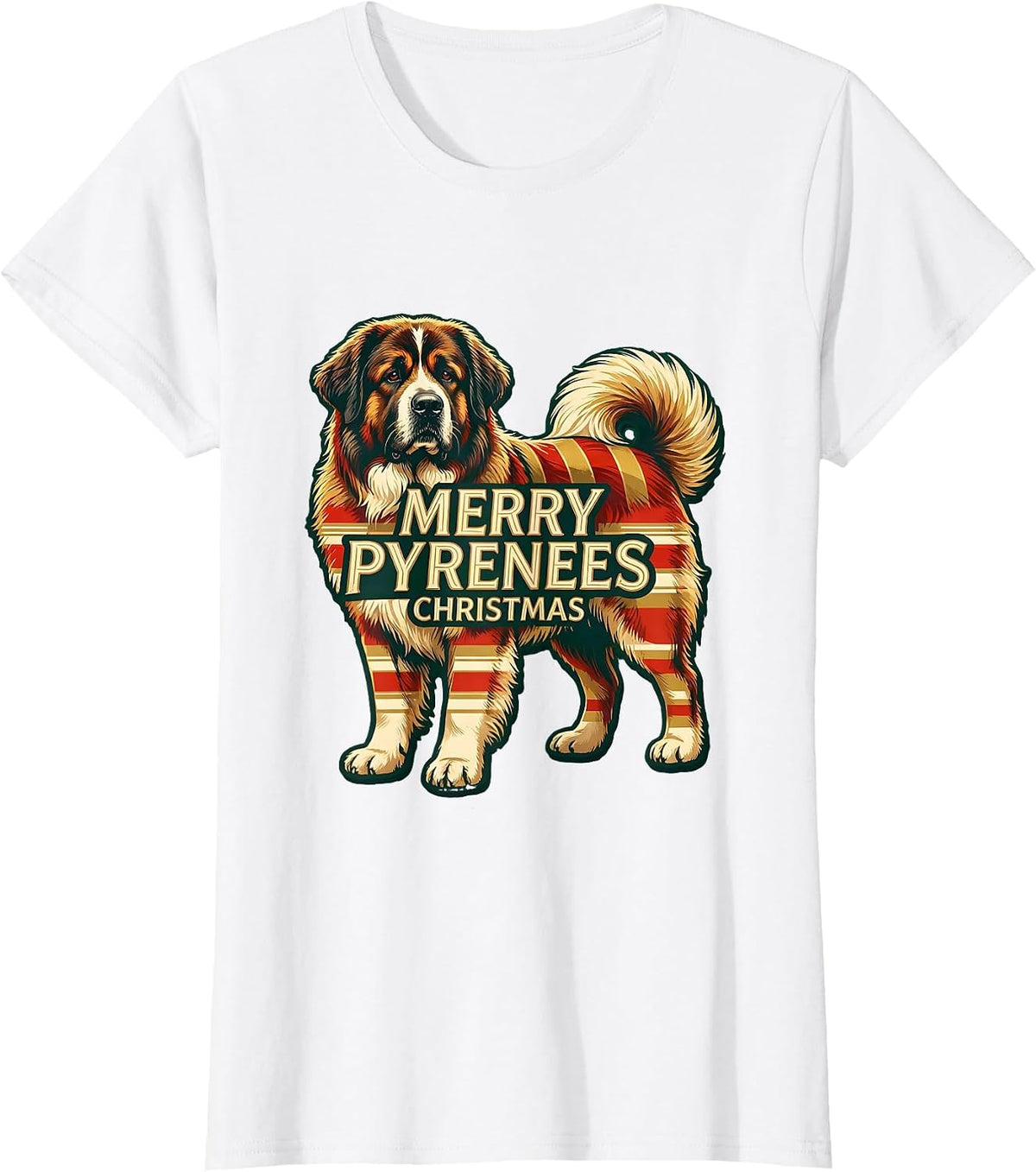 Merry Pyrenees Christmas Funny Dog Lover Ugly Holiday Pajama T-Shirt - White