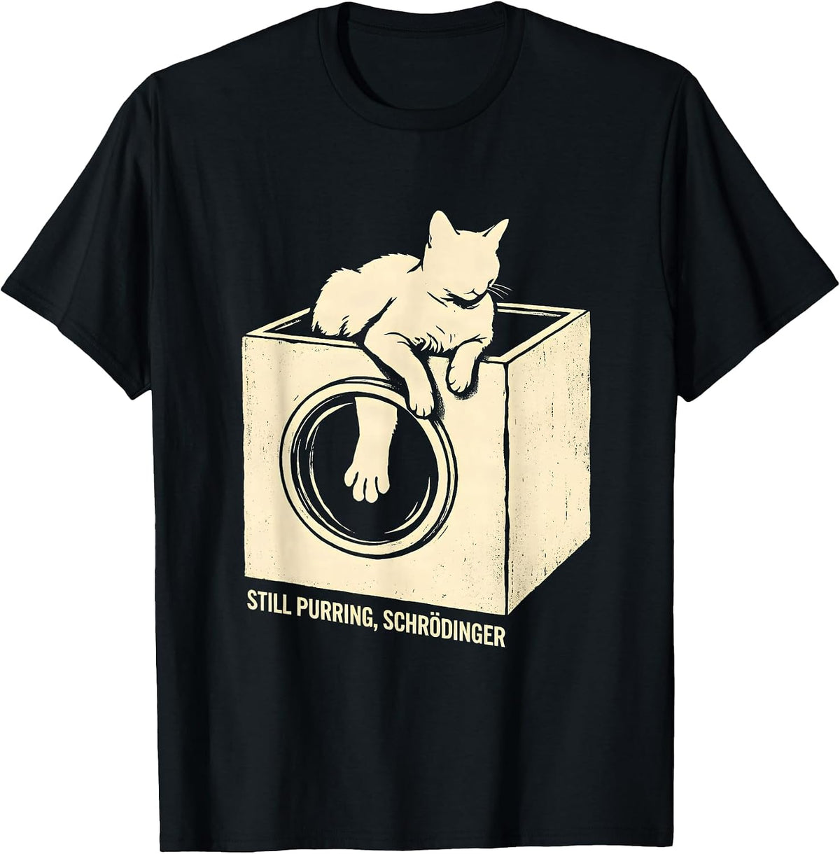 Men's Still Purring Schrödinger Quantum Physics Humor Science T-Shirt - Black