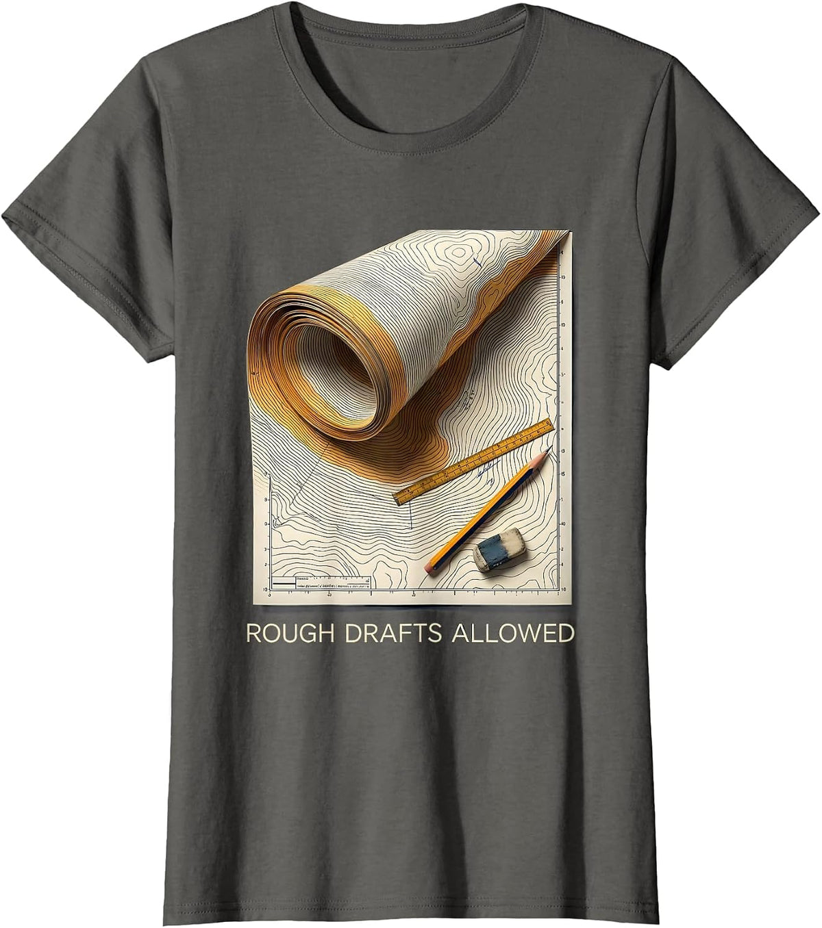 Women's Rough Drafts Allowed Growth Mindset Teacher Classroom T-Shirt - Asphalt Grey