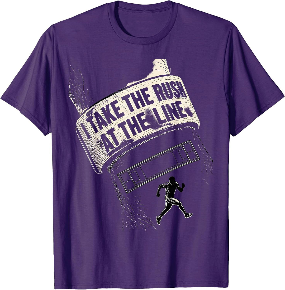 Men's I Take The Rush At The Line Funny Football Lineman Humor T-Shirt - Purple