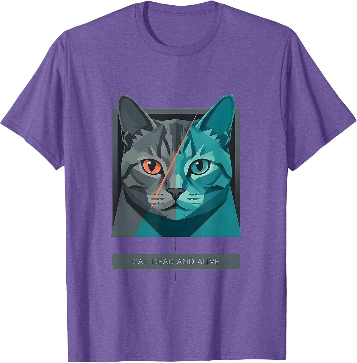 Men's Cat: Dead And Alive Funny Quantum Physics Science Student T-Shirt - Purple Heather