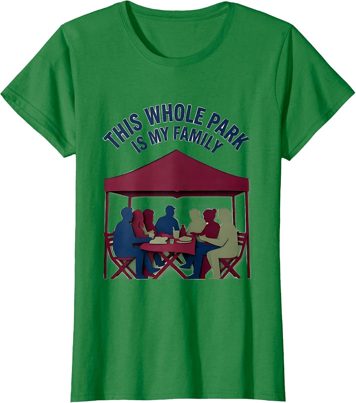Women's This Whole Park Is My Family Paper-Cutout Family Reunion T-Shirt - Kelly Green