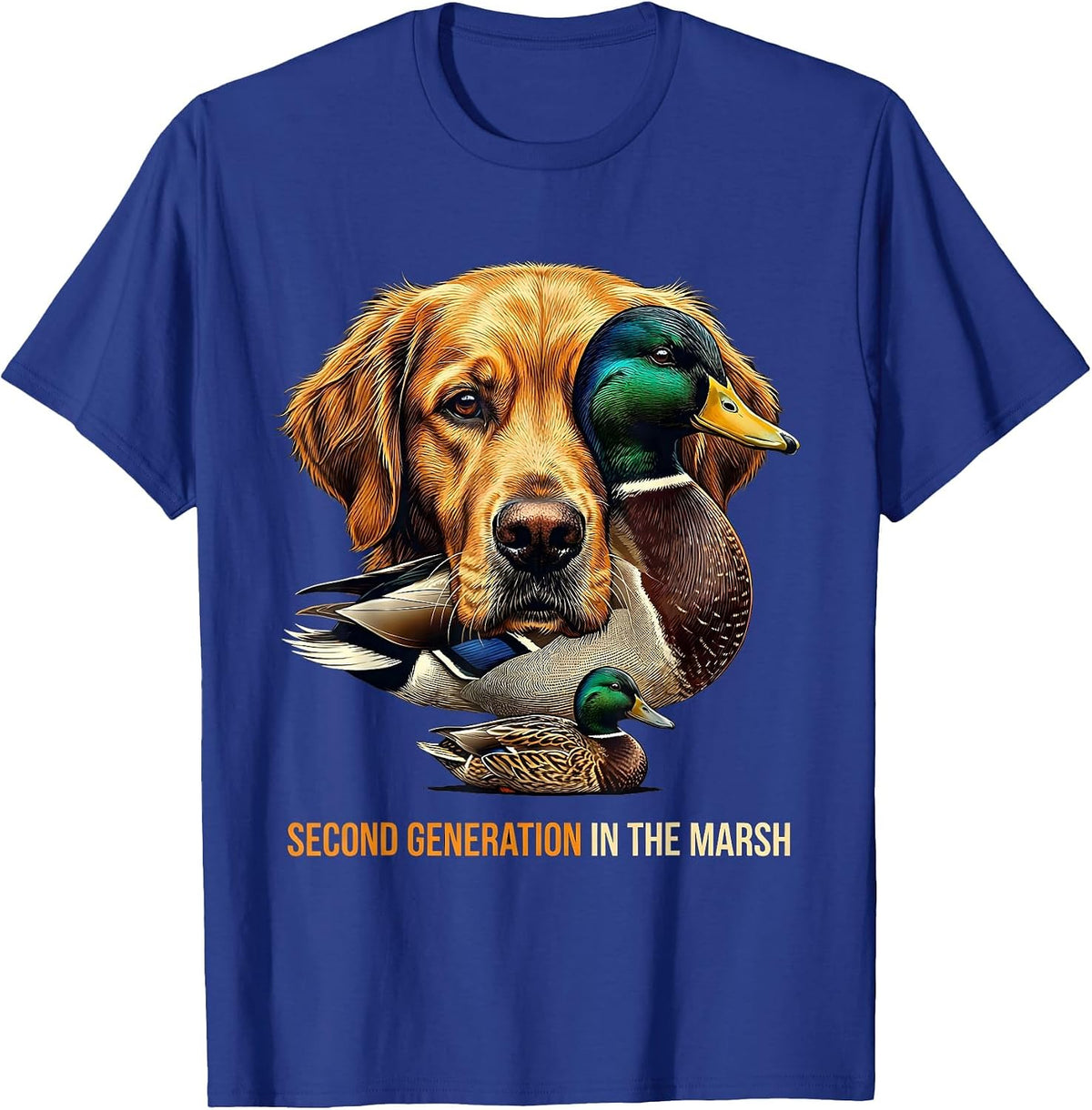 Men's Second Generation In The Marsh Retriever Duck Hunting Local T-Shirt - Royal Blue