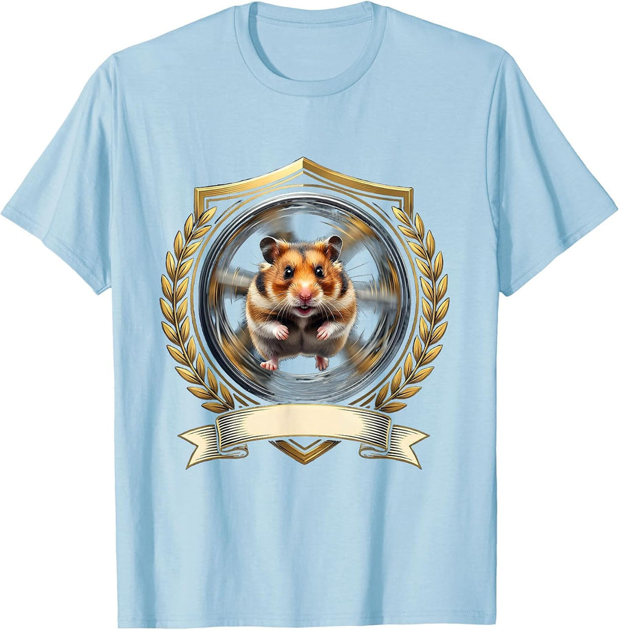 Funny Hamster On A Wheel Graphic Design T-Shirt - Baby Blue