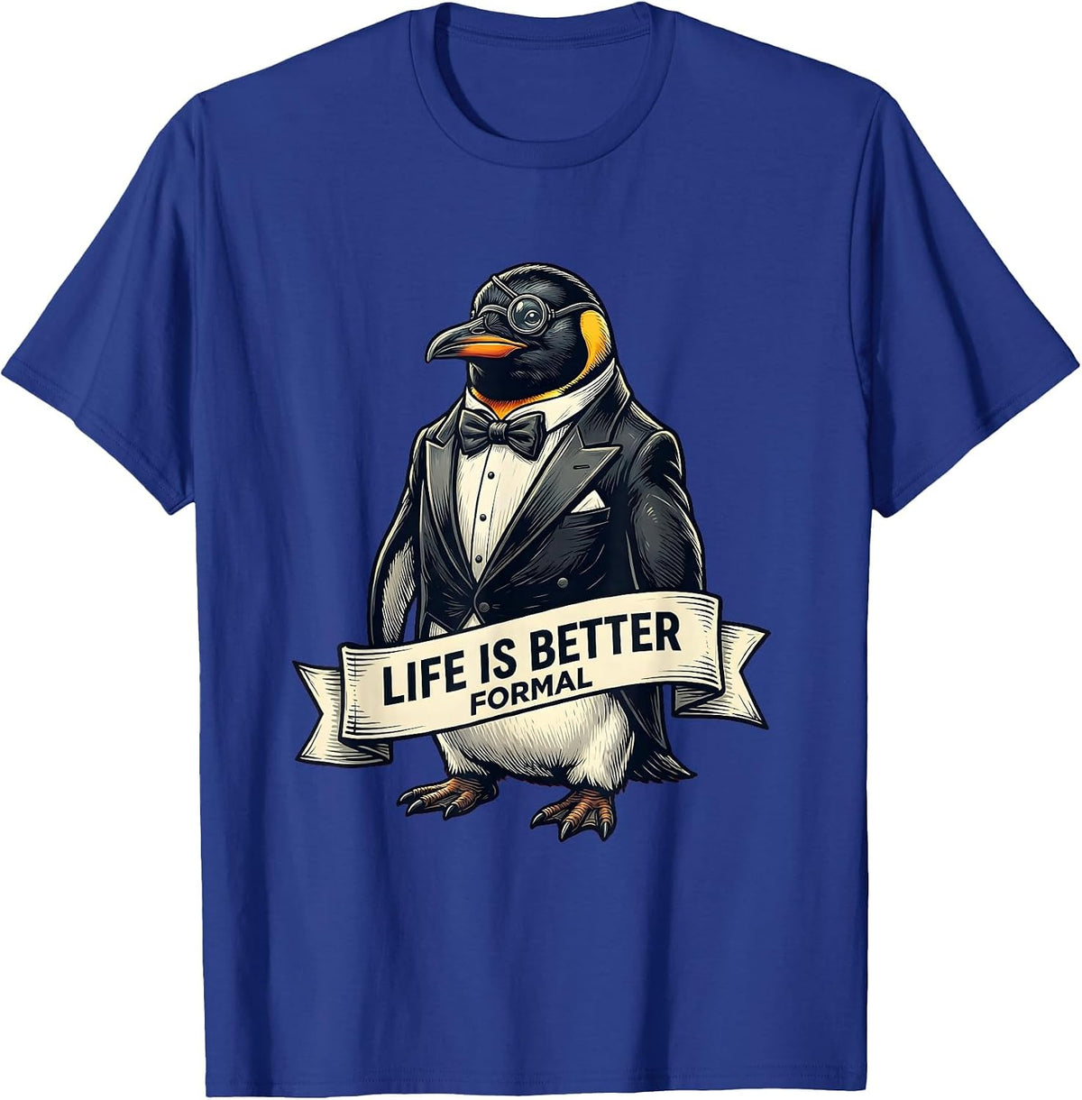 Life Is Better Formal Tuxedo Graphic Design T-Shirt - Royal Blue