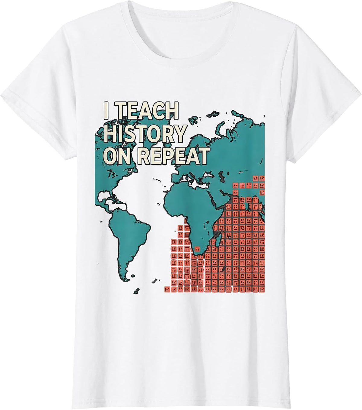I Teach History On Repeat Funny History Teacher Gift T-Shirt - White