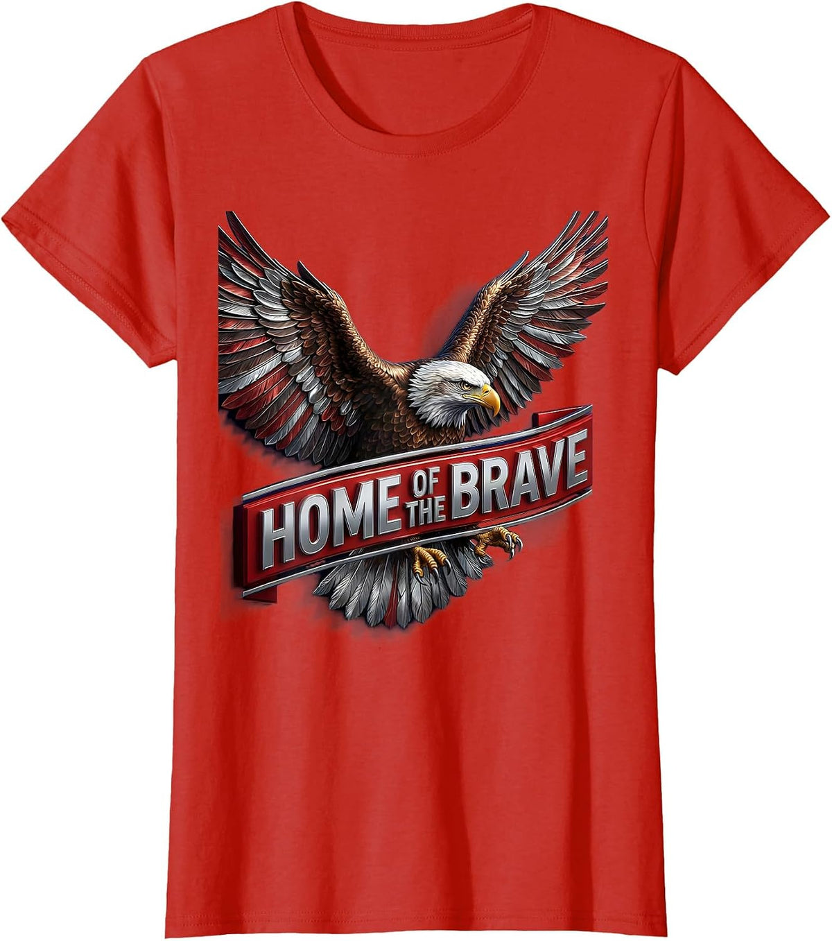 Patriot Day Kids Home of the Brave Design T-Shirt - Red