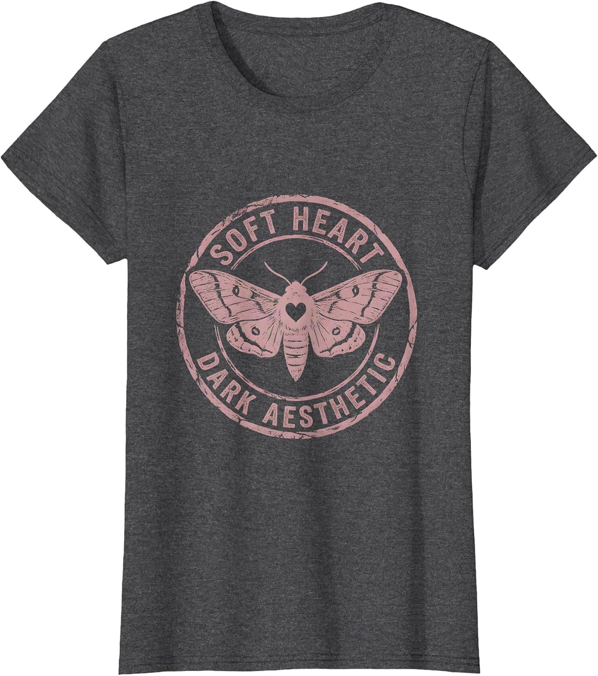 Women's Soft Heart Dark Aesthetic Goth Design T-Shirt - Dark Heather Grey