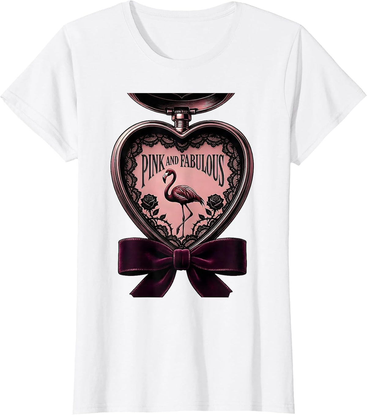 Pink and Fabulous Flamingo Design T-Shirt - White