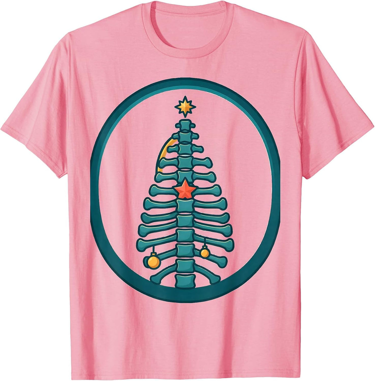 Men's Vertebrae Evergreen Spine Humor Chiropractor Gift T-Shirt - Pink