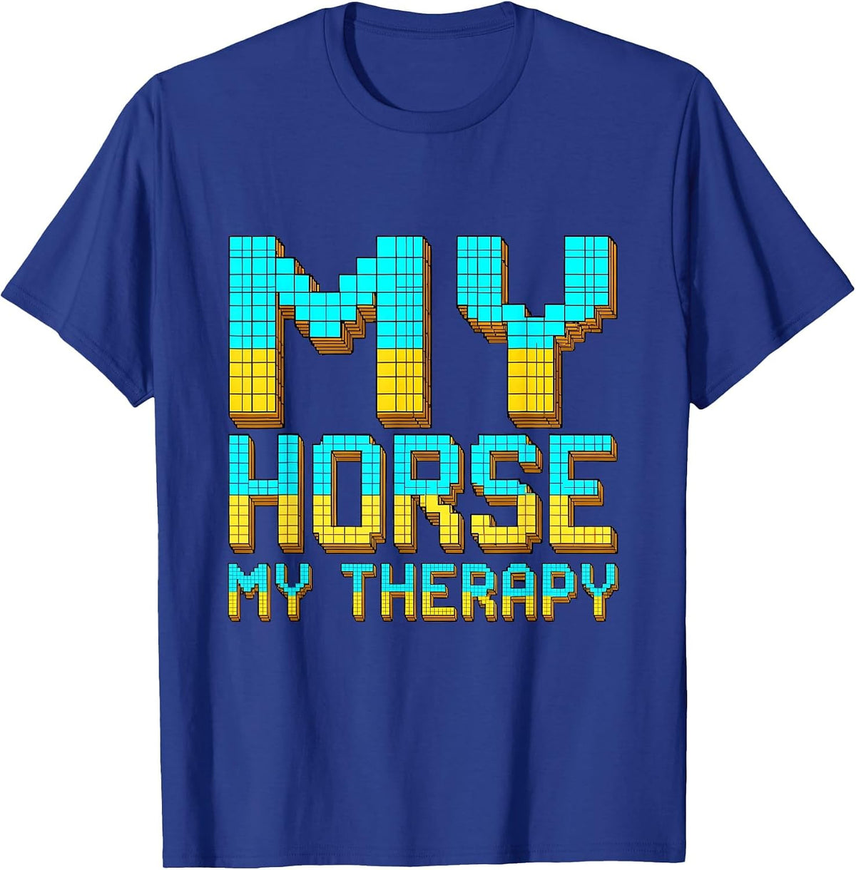 My Horse My Therapy Equestrian Design T-Shirt - Royal Blue