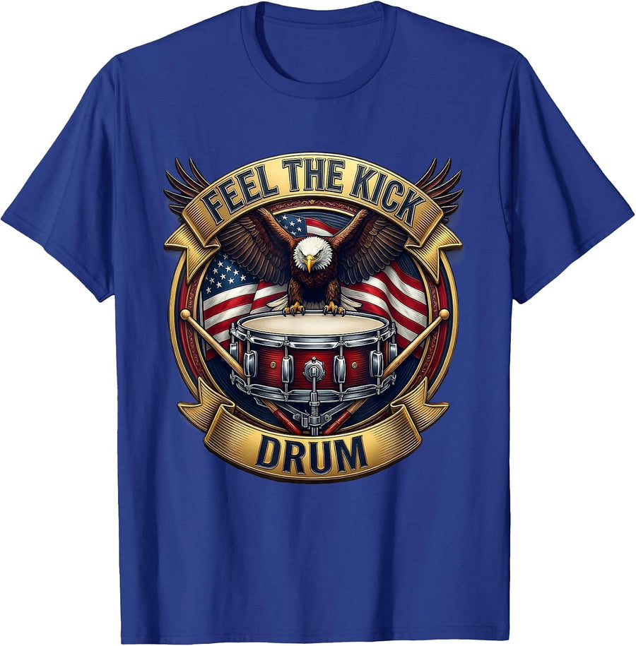 Feel the Kick Drum Music Lover Design T-Shirt - Royal Blue