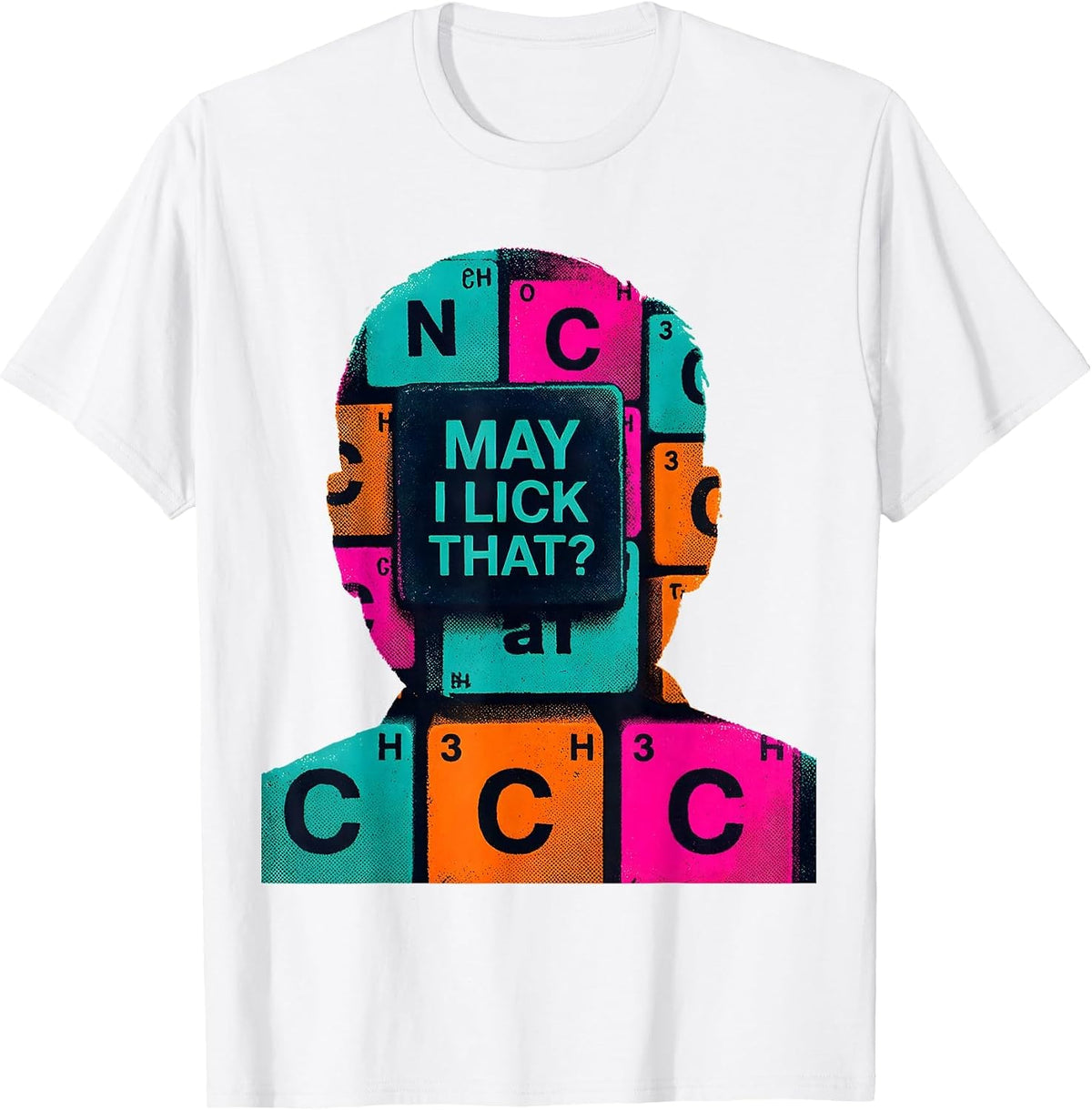 Men's May I Lick That Risograph Funny Science Teacher Gift T-Shirt - White