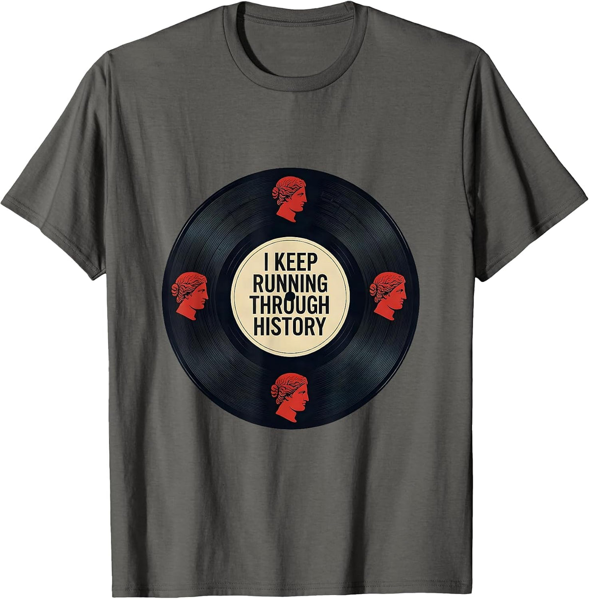 Men's I Keep Running Through History Funny History Teacher History T-Shirt - Asphalt Grey