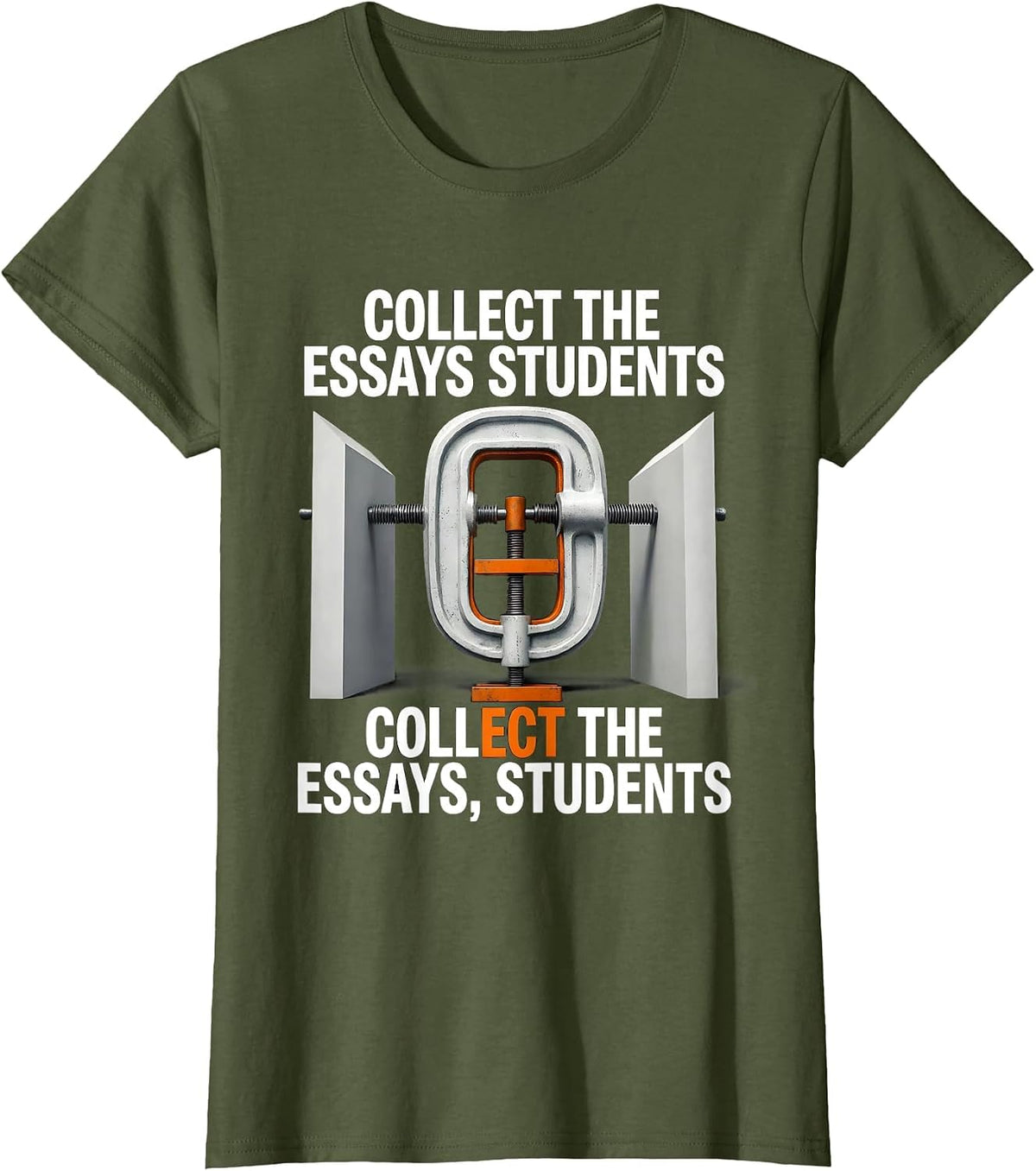 Women's Collect the essays students T-Shirt - Olive Green