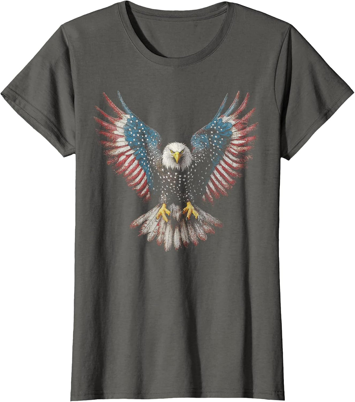 American Flag Bald Eagle 4th of July USA Patriotic Men Women T-Shirt - Asphalt Grey