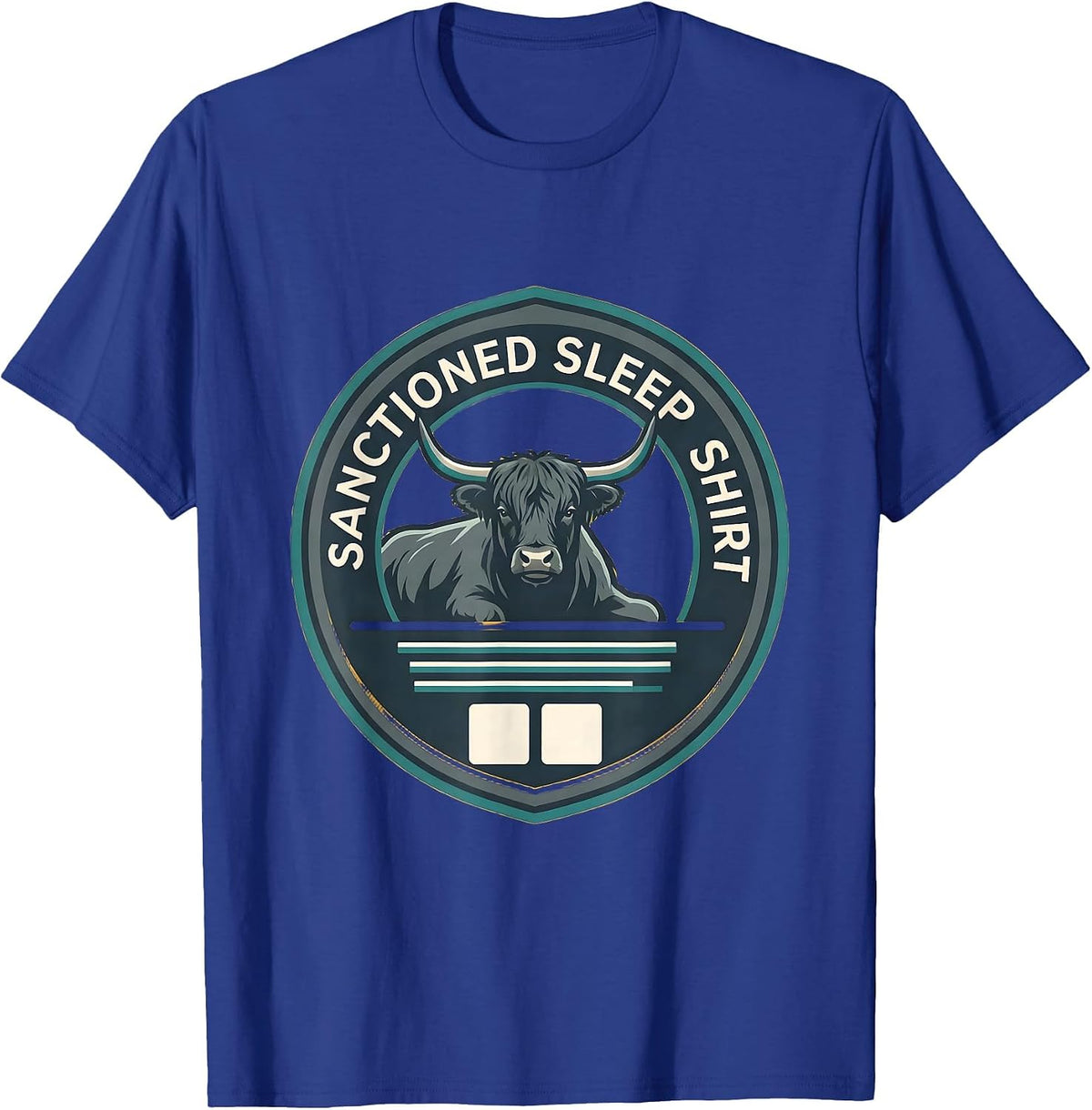 Sanctioned Sleep Shirt Funny Highland Cow Attitude Humor T-Shirt - Royal Blue