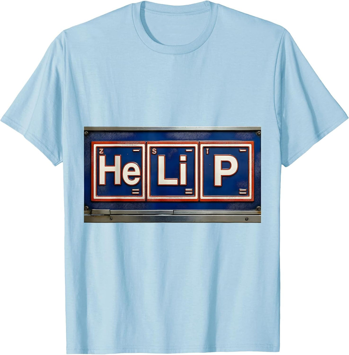 Men's HeLiP Funny Chemistry Periodic Table Wordplay Science T-Shirt - Baby Blue
