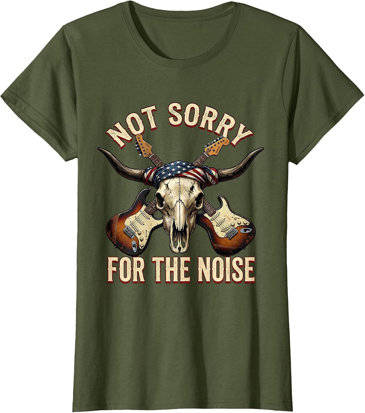 Women's Not Sorry For The Noise Death Metal Design T-Shirt - Olive Green