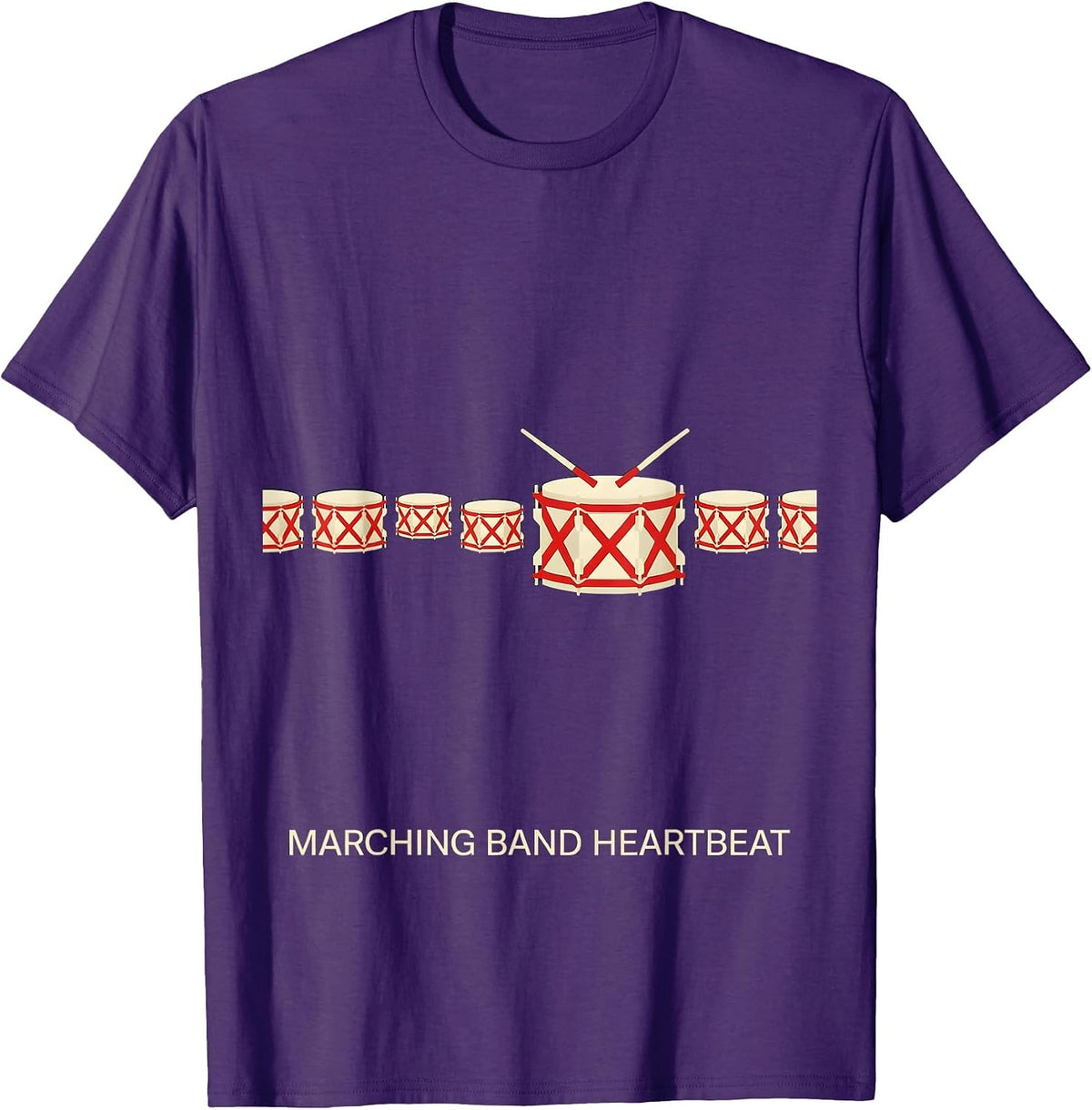 Marching Band Heartbeat Drum Rhythm Band Enthusiast Gift T-Shirt - Purple