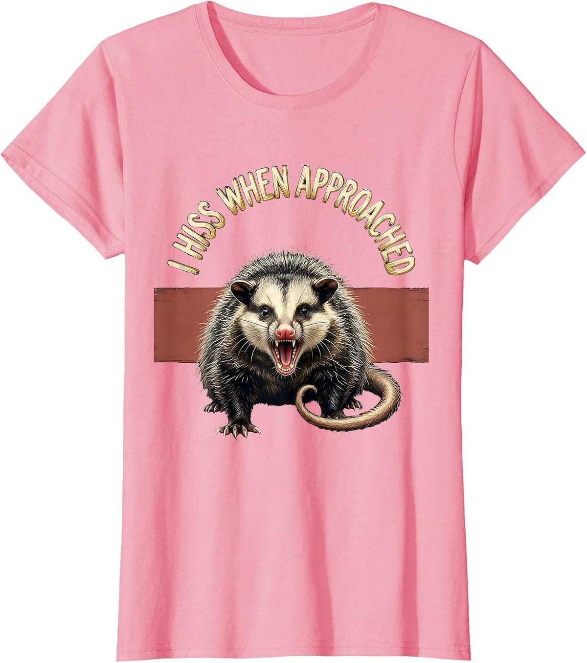 Women's I Hiss When Approached Funny Opossum Animal Meme Humor T-Shirt - Pink
