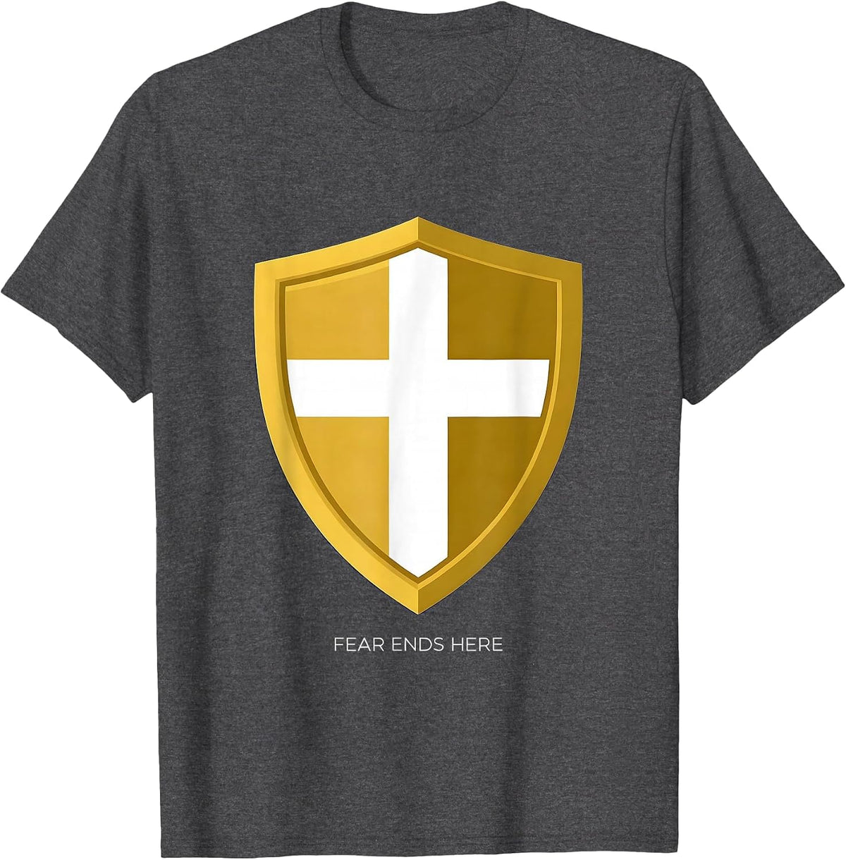 Faith Over Fear Ends Here Bold Graphic Design T-Shirt - Dark Heather Grey