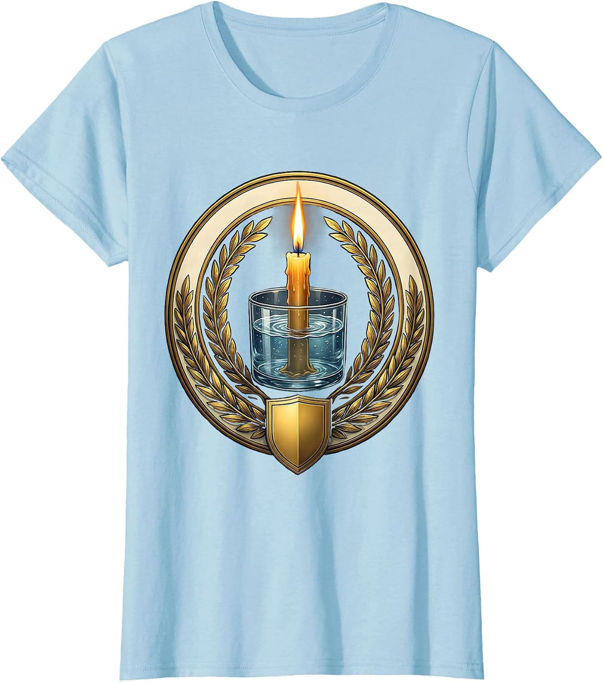 Women's Faith Over Fear Candle Flame in Water Graphic T-Shirt - Baby Blue