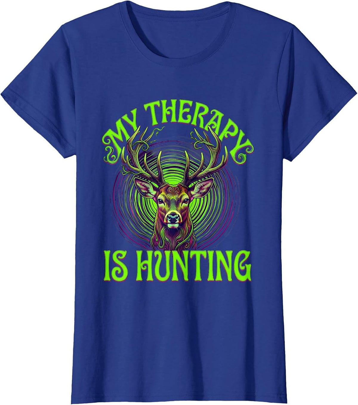 Women's My Therapy Is Hunting Outdoor Design T-Shirt - Royal Blue
