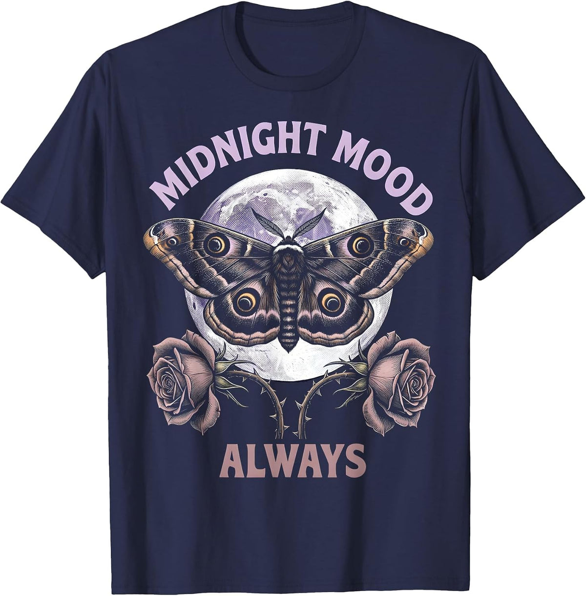 Midnight Mood Always Goth Women's Dark Design T-Shirt - Navy Blue