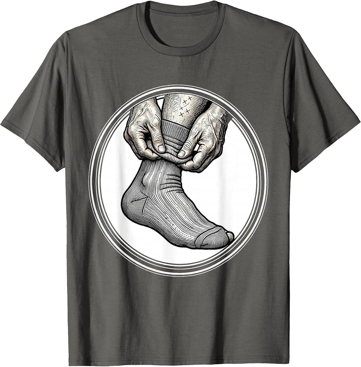 Men's Compression Socks Elderly Care Graphic Design T-Shirt - Asphalt Grey