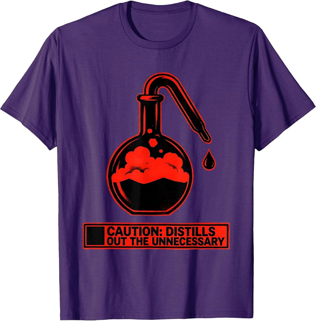 Men's Caution: Distills Out The Unnecessary Science Teacher T-Shirt - Purple
