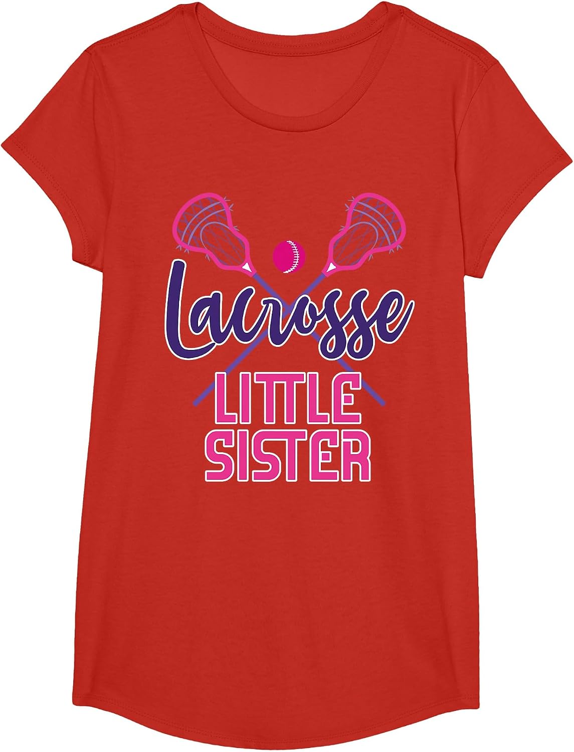 Cute Lacrosse Little Sister T-Shirt - Girls Red