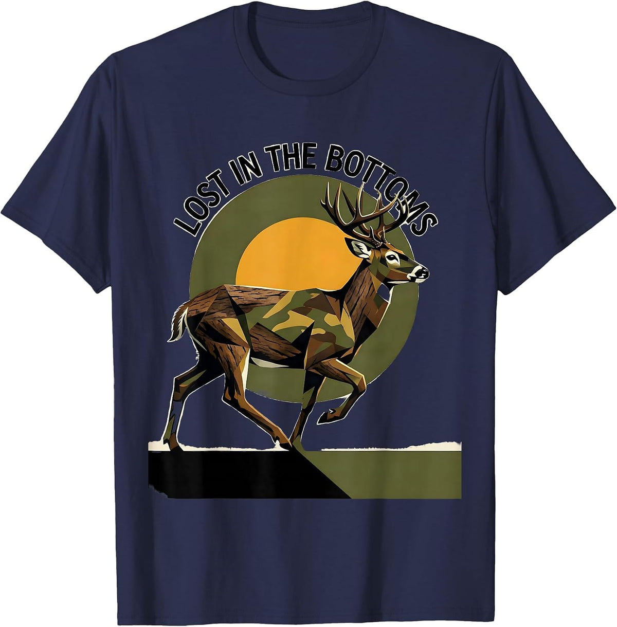 Lost in the Bottoms Bottomland Camo Design T-Shirt - Navy Blue