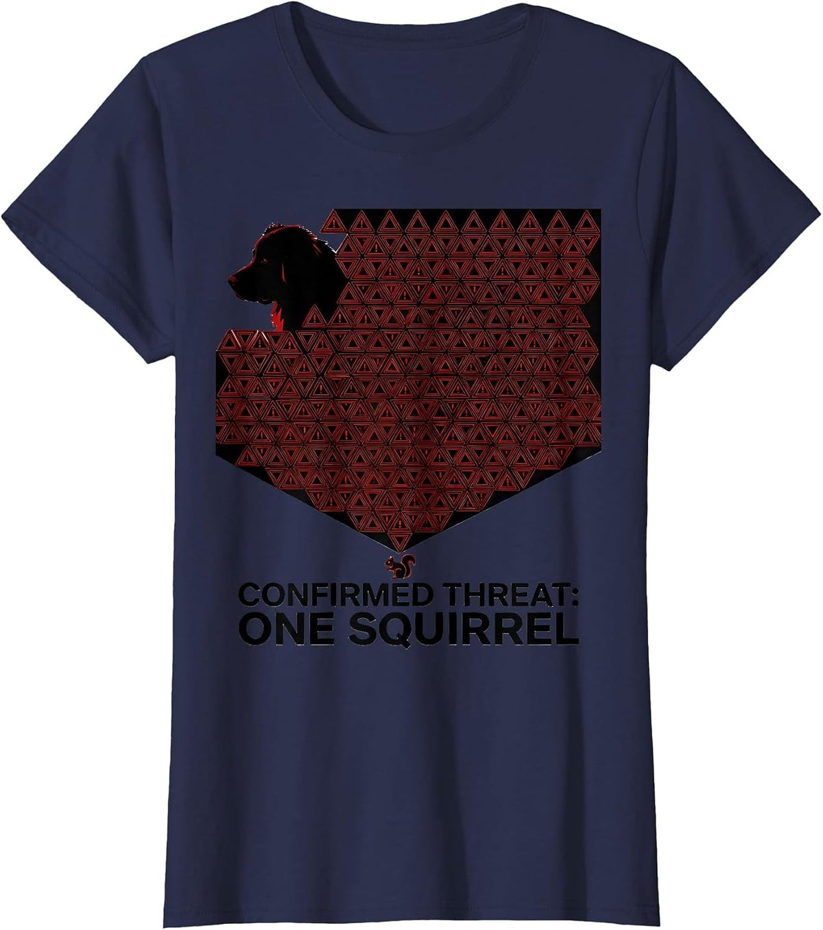 Women's Confirmed Threat One Squirrel Geometric Great Pyrenees Dog T-Shirt - Navy Blue