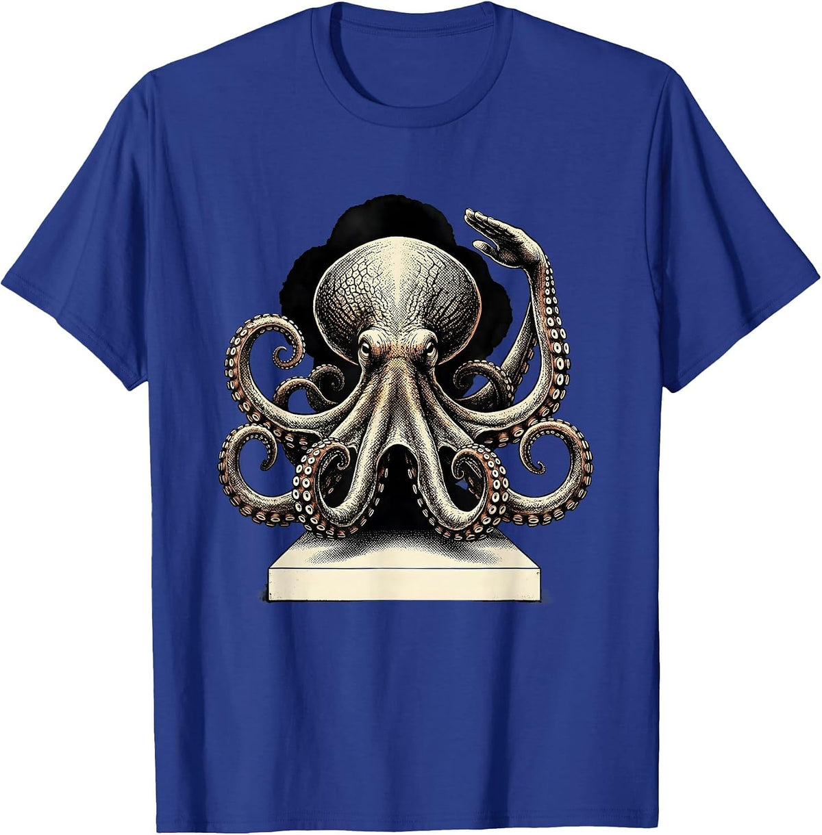 Saluting Octopus Distressed Sea Monster Fan T-Shirt - Royal Blue
