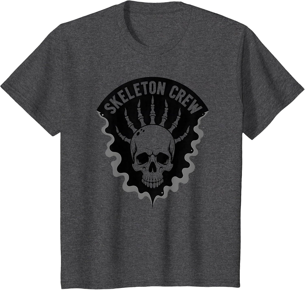 Skeleton Crew Gothic Skull Biker Gang Halloween Punk T-Shirt - Dark Heather Grey