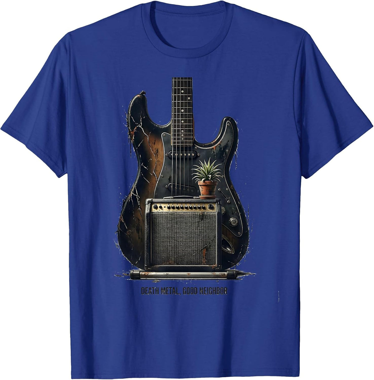 Men's Death Metal Good Neighbor Funny Heavy Metal Fan Metalhead T-Shirt - Royal Blue
