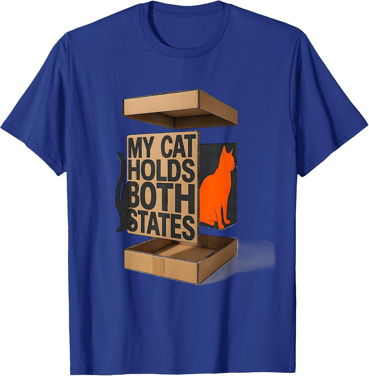 My Cat Holds Both States Funny Quantum Physics Cat Lover T-Shirt - Royal Blue